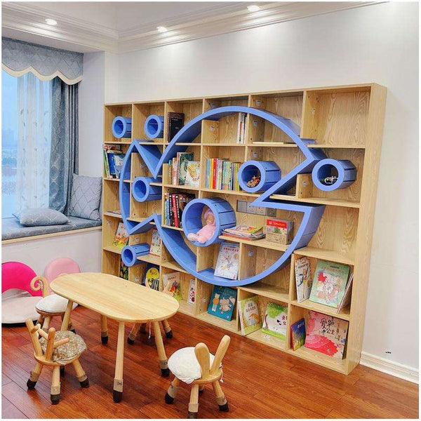 Chiquitos Bookshelf Furniture Kids' Cabinets Book Case Wood Wall Fish-shape Book Shelves Kindergarten school decoration