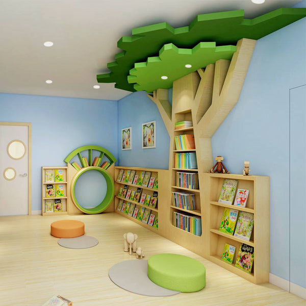 Chiquitos Custom wall tree bookcase big tree book picture bookcase kindergarten primary school library background wall bookcase