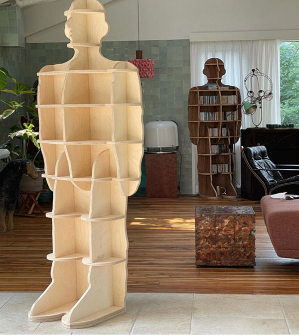 Chiquitos European style wooden creative humanoid bookshelf decoration design display window for library restaurant coffee shop