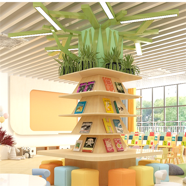 Chiquitos Pillar around Bookshelf light strip Multi-functional special-shaped shelf for School Library Reading room decorate