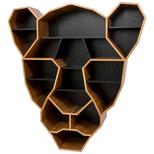 Chiquitos Home Wall Mounted Shelf Animal Head Shape Wooden Bookshelf Decor Round Hanging Set Organizer