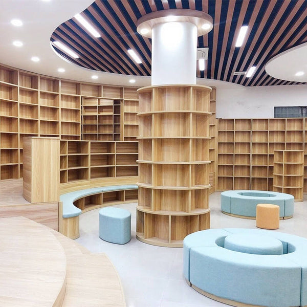 Chiquitos High Quality Library Book Shelves Bookstore Furniture Wooden Library Bookcases Wood Bookshelf Library