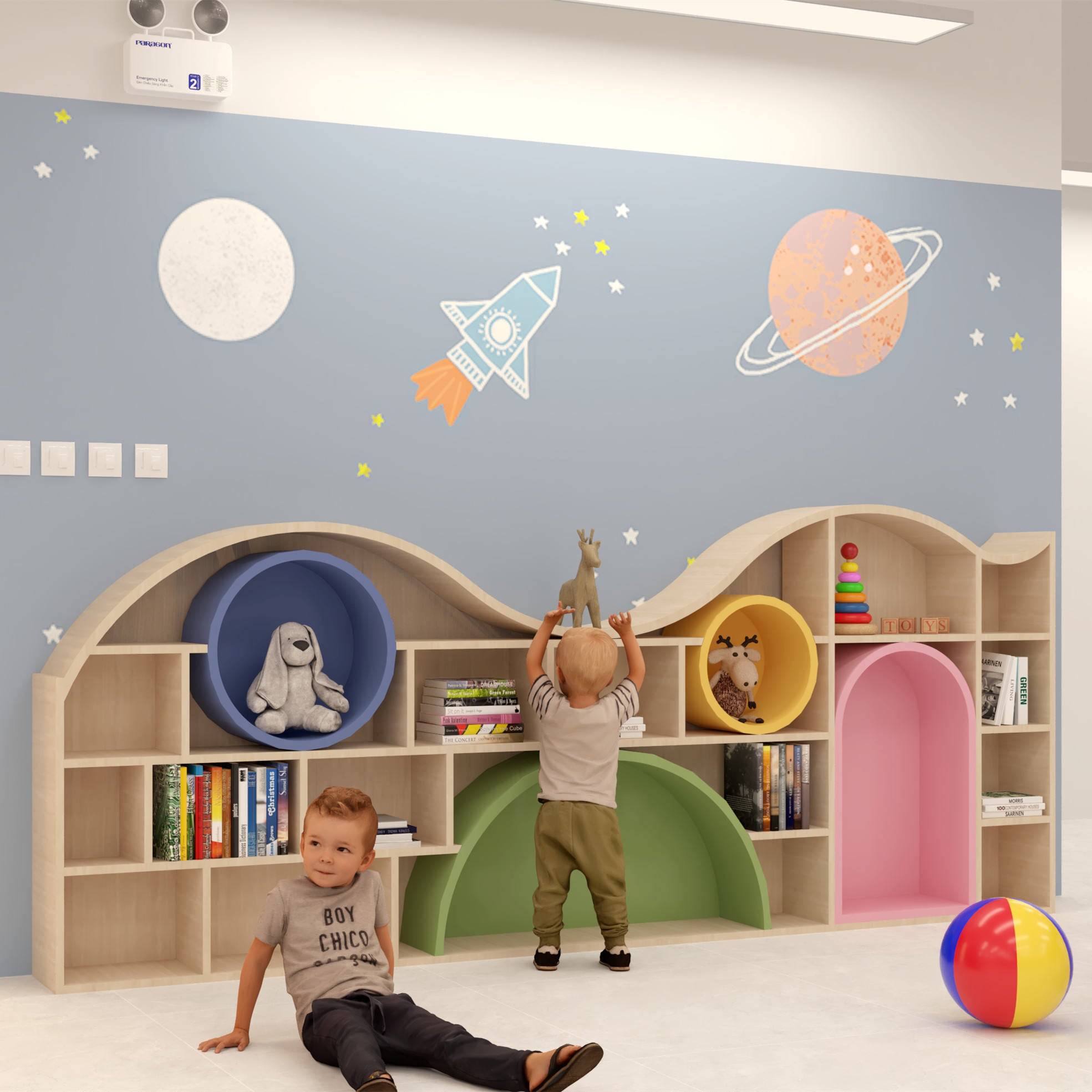 Chiquitos Nordic simple bookshelf Kids Library Interior Design Wood Wa ...