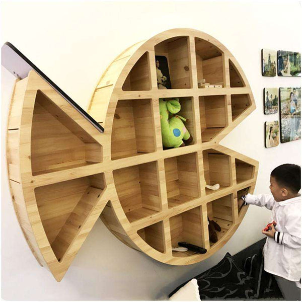 Chiquitos Creative Storage Modern Living Room Office Wooden Display Good Quality Book Shelf Stand Fish-shaped bookcase display