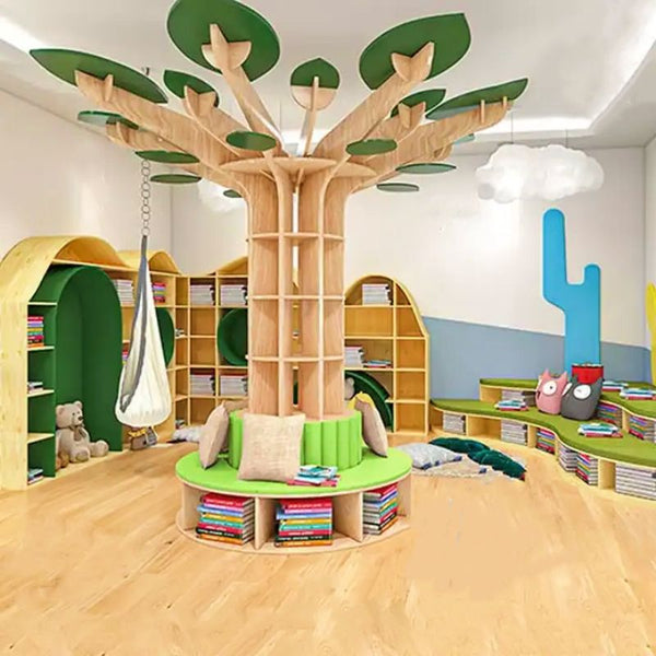 Chiquitos Luxury Kids Library Decorate Creative Book Shelf And Kindergarten environment Display Book Case Wood Bookshelf Decor