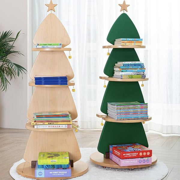 Christmas Tree Rotating Bookshelf all solid wood 360 degree rotation