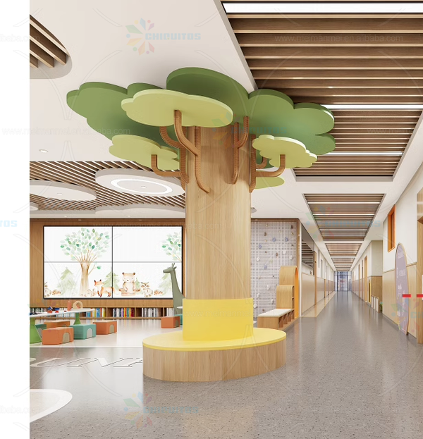 Chiquitos Custom Tree-Shaped Wooden Bookcase Design Special-Shaped Bookshelf Floor Standing School Library Bookshelf