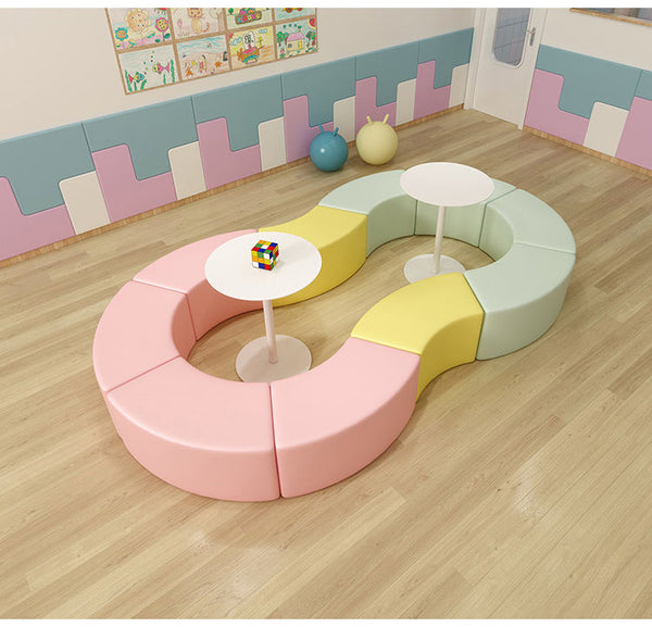 Chiquitos modular Sofa Combination Circular Curved Stool Art Training Class Institutional Early Childhood Education Center Waiting Area