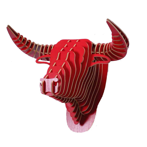 Chiquitos Nordic creative simple Wooden Bull Animal Head 3D Wall Art Hanging