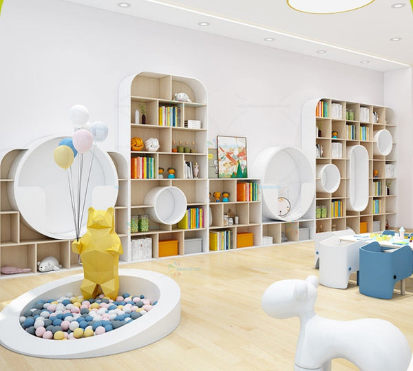 Chiquitos Custom Creative Bookshelf Display bookcase Kindergarten children bookshelf Storage Library Wooden bookshelves