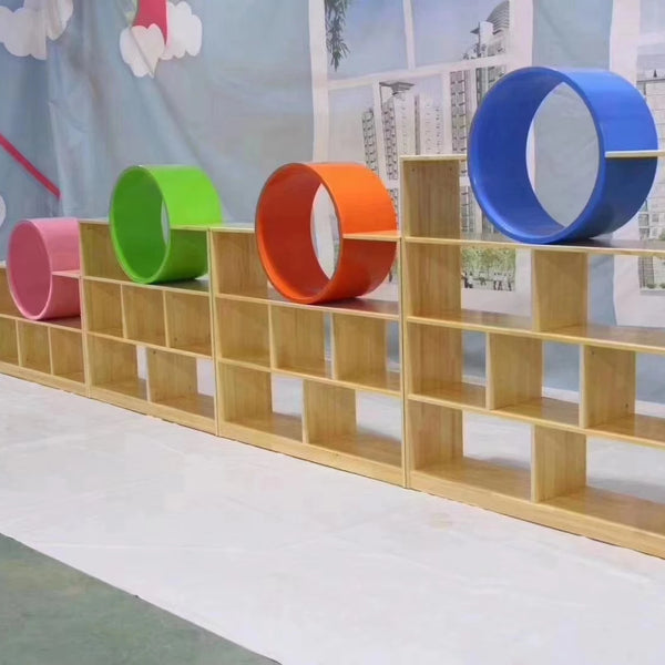 Chiquitos Children Kindergarten Colorful Storage Wood Kids Bookshelf And Toy Storage Shelf Montessori Wooden Daycare Nursery