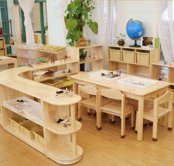 Chiquitos High Quality Child Wooden Nursery Furniture Toy Book Classroom Half Circle Cabinet For Library Design Furniture