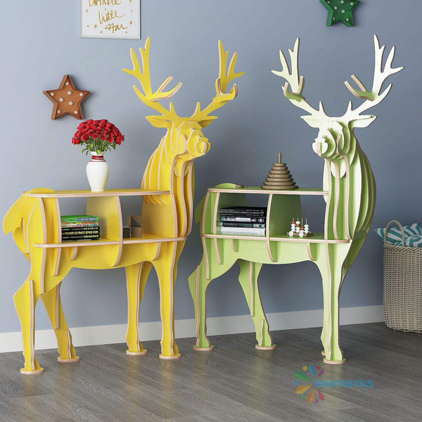 Chiquitos Nordic Style Simple Solid Color Small Elk Shape Movable Bookcase For Children