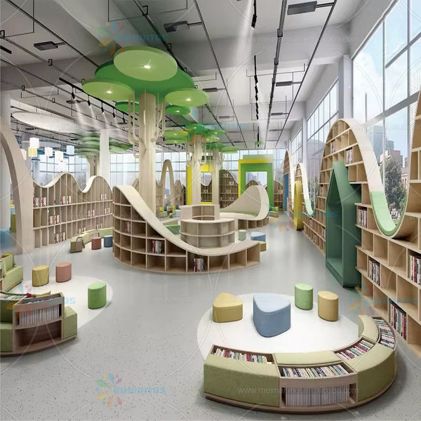 Chiquitos library bookshelf furniture sets creative design table & chairs for Kindergarten Daycare nursery preschool Classroom