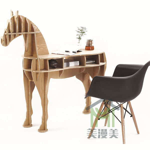 Chiquitos Creative Wooden Horse tea coffee laptop table bookrack Furniture Wooden Study Table and Chair wooden library bookcase