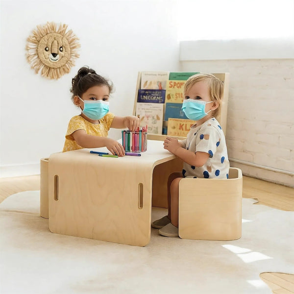 Chiquitos Early Education Kids Montessori Preschool Kindergarten Wooden Children Furniture Table and Chairs Set for Classroom