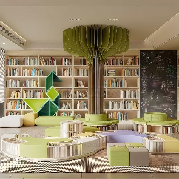 Chiquitos Arc-Shaped Urban Seating with Integrated Green Plant Area for Eco-Friendly Environments Library Daycare Center
