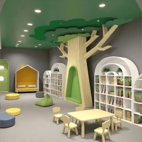 Chiquitos Kids Tree Bookshelf for Library Reading Room Picture Book Display Wooden Children Book Storage Shelf for Kindergarten