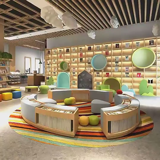 Chiquitos Nordic simple bookshelf sales office hall arc circle arch bookcase kindergarten picture book Hall picture book rack